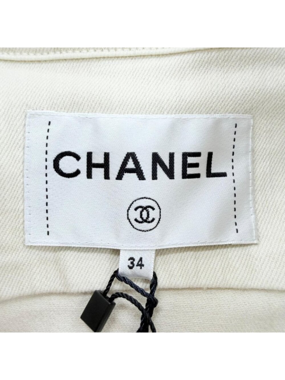 Chanel Mini Coco Button with Stone Fleece Denim Jacket Ivory 34 - Picture 9 of 13